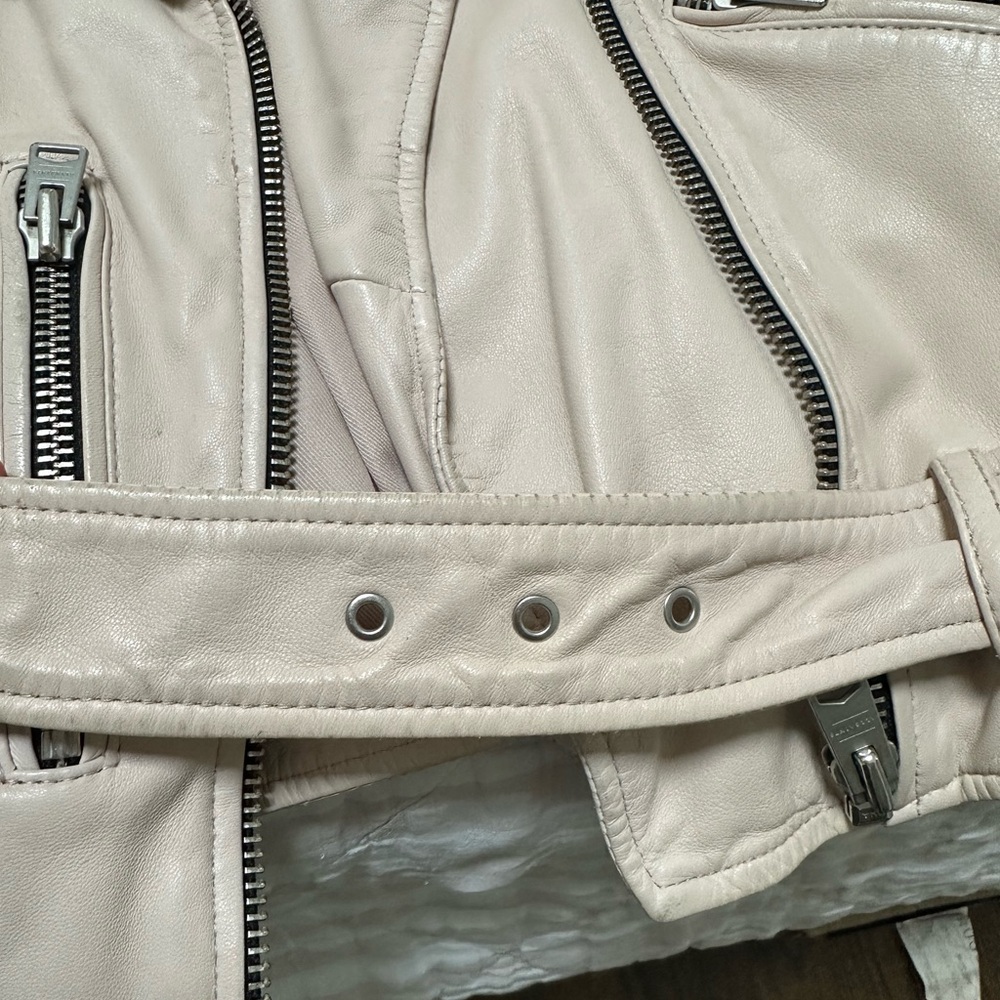 All Saints Light Pink Leather Jacket - Picture 3 of 5
